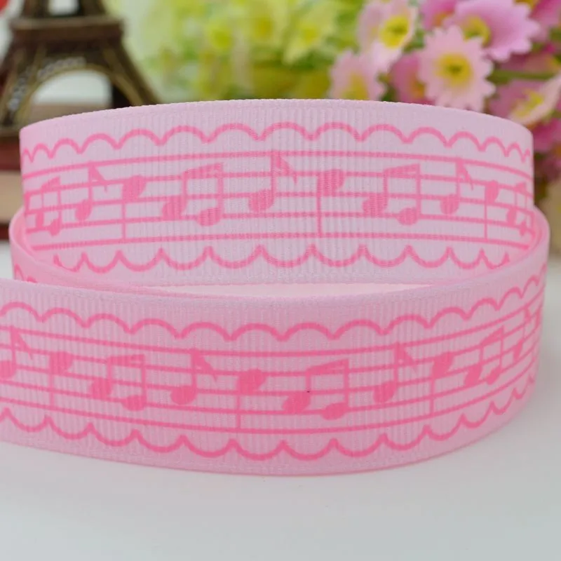 DUWES 7/" 22 мм розовый Note маленький розовый напечатанный grosgrain лента, лента для волос «сделай сам» материалы ручной работы 50 ярдов OEM