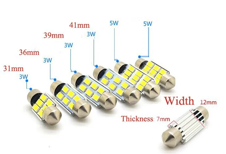 100X гирлянда C5W Canbus без ошибки потолочный плафон 6 SMD 5630 Светодиодный 31 мм 36 мм/39 мм/41 мм/42 мм, лампа для чтения белый AC/DC 12 V
