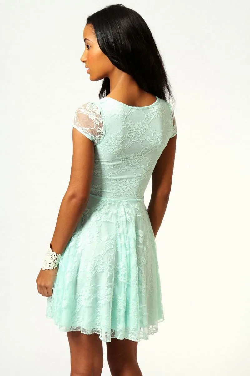 boohoo green lace dress