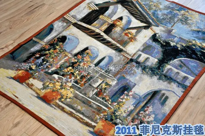 Европейский дизайн средиземноморский пейзаж квадрат с фонтаном 135*107 см Aubusson Настенный Гобелен pt-29