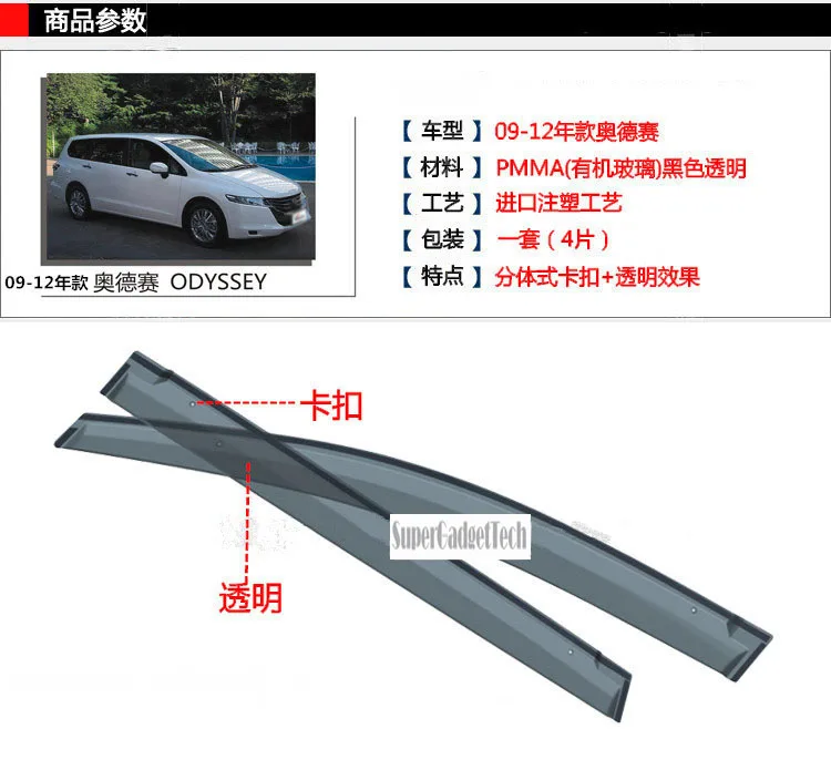 Jinke 4 шт. лопасти боковые окна Дефлекторы двери Солнцезащитный козырек щит для Honda Odyssey 2009-2012