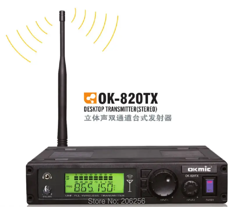 Горячая OK-820TX передатчик 5200R 2 шт ресивер беспроводное устройство в ухо монитор системы стереонаушники семья Забавный ТВ 830-842 МГц