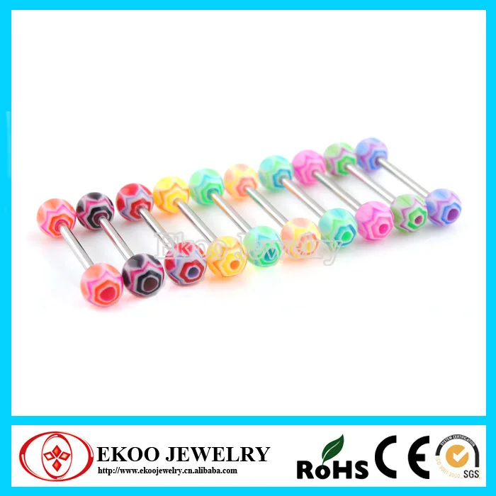 1442440T 316L Surgical Steel Barbells with UV Spider Web Balls Cheap Tongue Rings.jpg