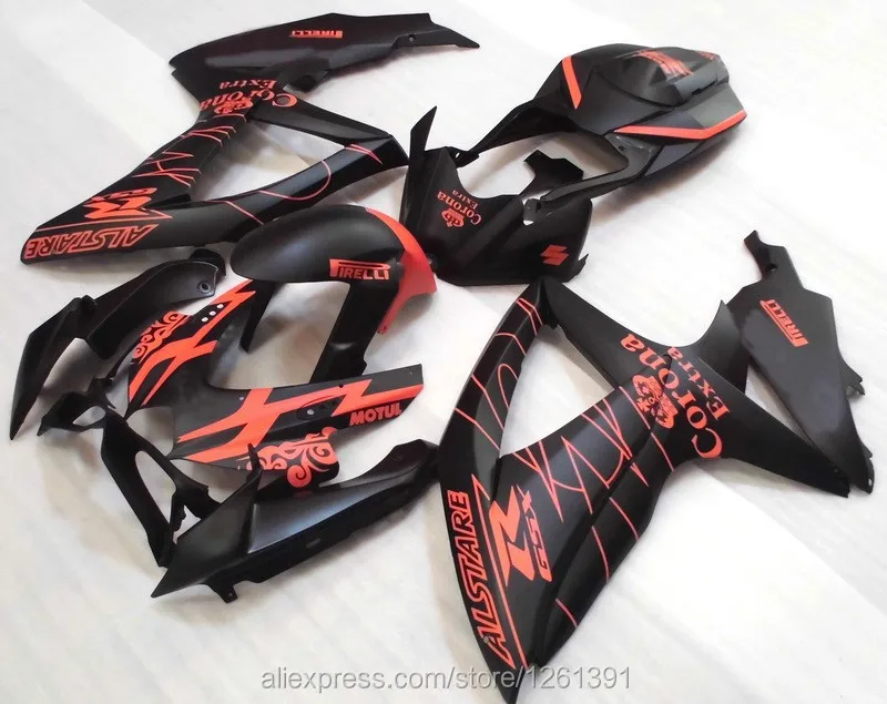 Литья под давлением для черный Corona SUZUKI HOT 08-10 GSXR750 2008 2009 2010 GSXR 600 750 GSXR600 K8 08 09 10 обтекателя