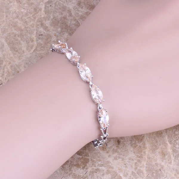 Чистый коричневый Morganite стерлингового серебра 925 ссылка браслет-цепочка 7 дюймов S0333