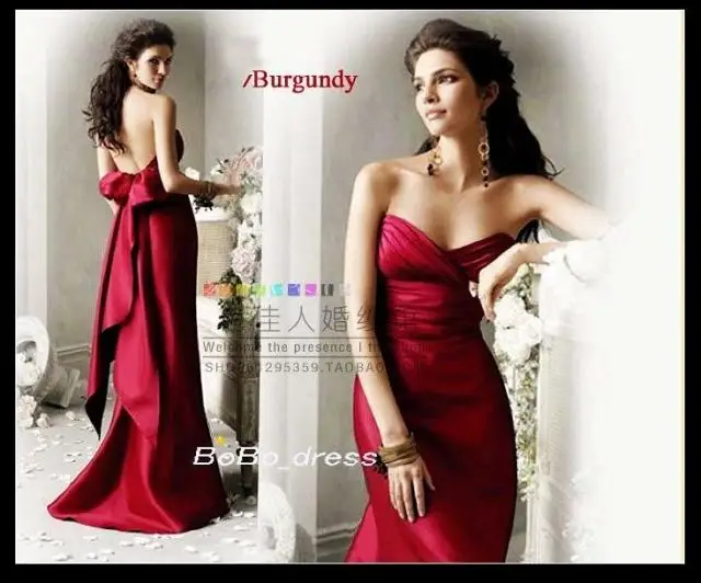 black satin Русалка новая мода красный бант пояса милая рукавов пром длинные дешевые Платья Невесты