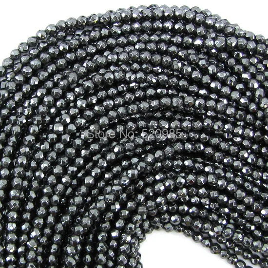 3mm faceted hematite round beads