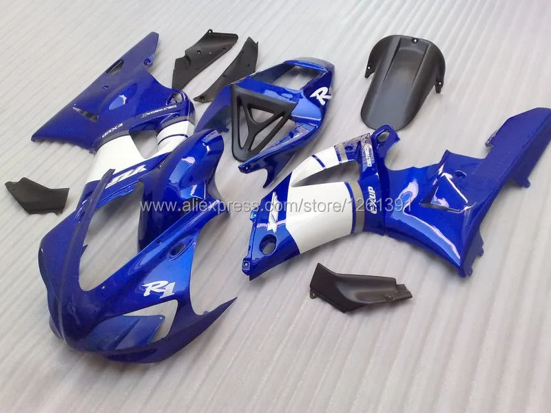 Пресс-форма для сине-белые обтекатель комплект для Yamaha YZF R1 98 99 YZF-R1 99 98 YZF1000 R1 YZF R1 1998 1999 обтекатель par