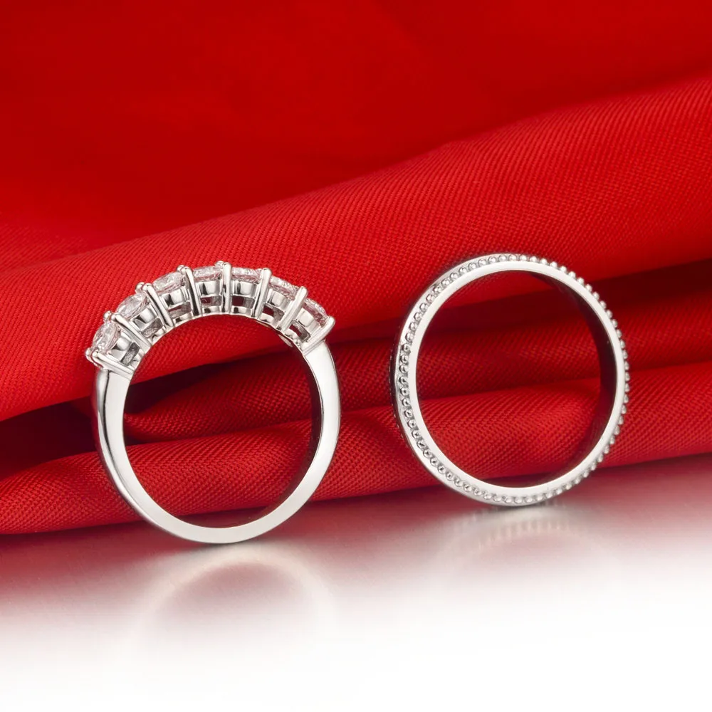 THREEMAN 0.7Ct бриллиантовые кольца для пар Solitaire влюбленные романтическое Серебро Белое золото Цвет Любовь Синтетические Кольца Бриллианты