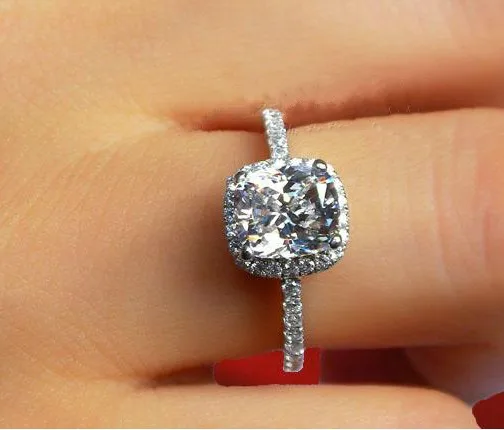 2 ct Классический Принцесса Cut 18 К Gold diamond Обручение кольцо для Для женщин SOLID 18 К Золотое кольцо jewelry au750 geniune Свадебные