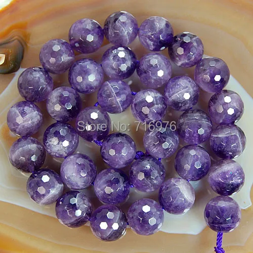 Бусины из натурального камня, граненые фиолетовые кристаллы аметиста, круглые бусины для изготовления ювелирных изделий, 15,5 дюйма, выберите размер 4, 6, 8, 10, 12 мм-f00106