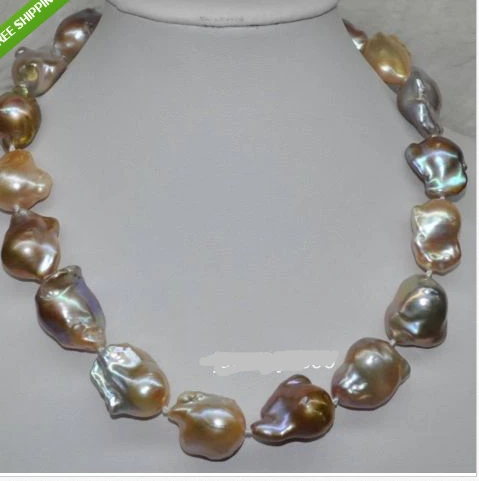 Wholesale_jewelry_wig$ ВЕЛИКОЛЕПНАЯ! природные Радуга Многоцветный 19*22 мм Барокко kasumi Жемчужное Ожерелье