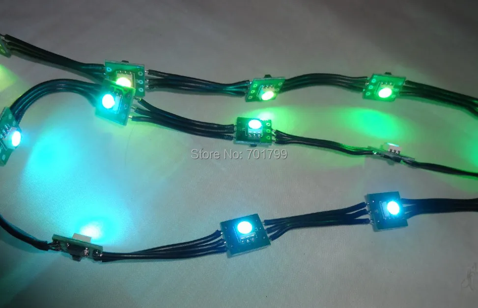 Черный DC12V WS2811 LED 5050 SMD Pixel узел; 100 шт. строка; черные провода; 5 см провода интервал