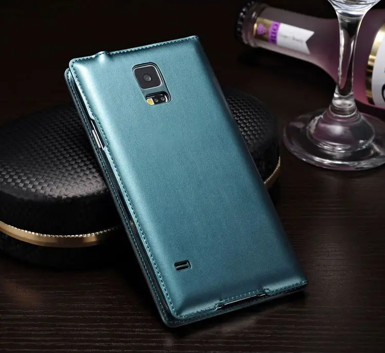 Smart View Auto Sleep Wake Function With Chip Leather Case Flip Cover Holster For Samsung Galaxy S5 I9600 G900 G900F G900H G900M