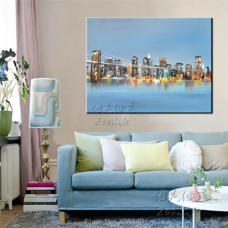 Нью-Йорк Краски ing Домашний Декор Ation масла Краски ing настенные панно для гостиной Домашний Декор Краски Wall Art Краски