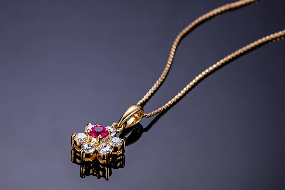 GVBORI 0.2ct натуральный сапфир или Рубин драгоценный камень с Алмазный Подвеска изящных Ювелирные изделия с алмазами подарок на день Святого Валентина