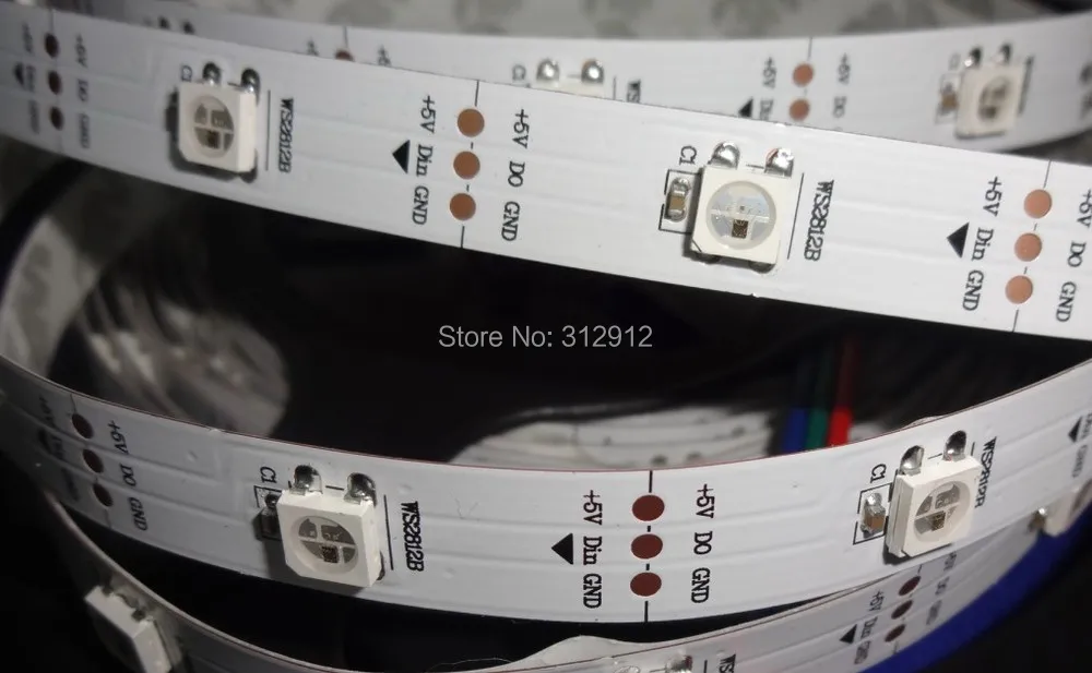 5 m DC5V WS2812B светодиодный пиксель srip, не обладает водонепроницаемостью, 30 шт. WS2812B/м со светодиодной подсветкой из 30 пикселей; 36 Вт; белый pcb; 4pin