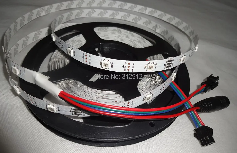 5 m DC5V WS2812B светодиодный пиксель srip, не обладает водонепроницаемостью, 30 шт. WS2812B/м со светодиодной подсветкой из 30 пикселей; 36 Вт; белый pcb; 4pin