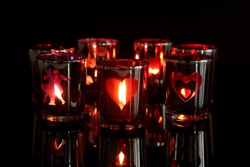 Стекло Обету Tealight Подсвечники Свадебные свечи сердце любовь ужин Домашний Декор Рождество 5.5x8.8 см
