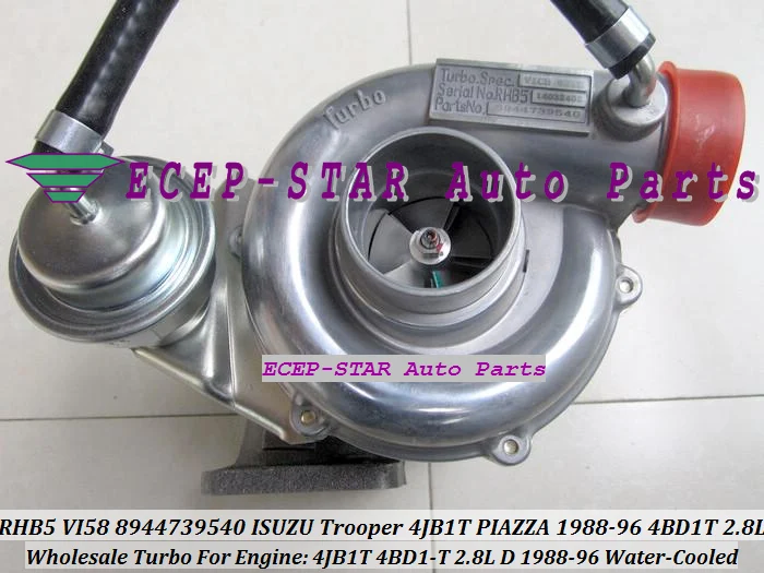 RHB5 VI58 8944739540 Water-Cooled TURBO Turbocharger Fit For ISUZU Trooper 4JB1T PIAZZA 1988-1996 4BD1-T 2.8L D With Gaskets (6)