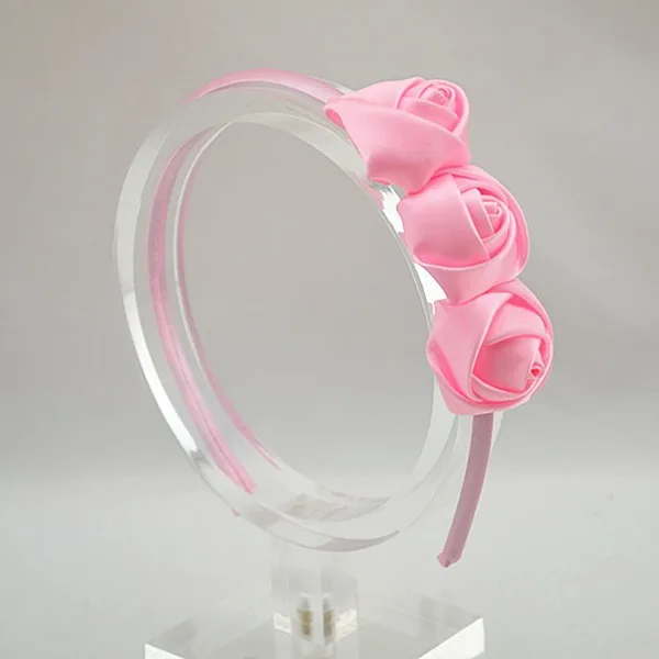 Порядок Trail Рождественский тройной Атласные Розы Hairband DIY Мини розетки Атласная покрыты оголовье аксессуары для волос 30 шт./лот
