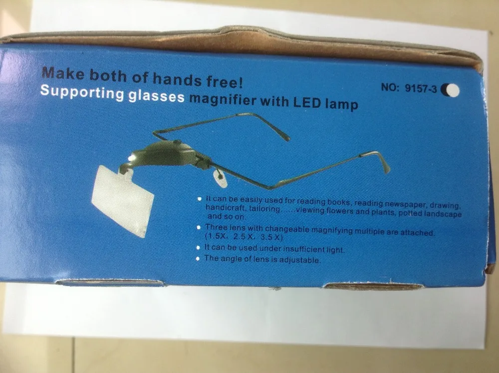 LED лупа стоматолог увеличительное Стекло с тремя объектив Светодиодные 1.5x, 2.5x, 3.5x mg9157-3