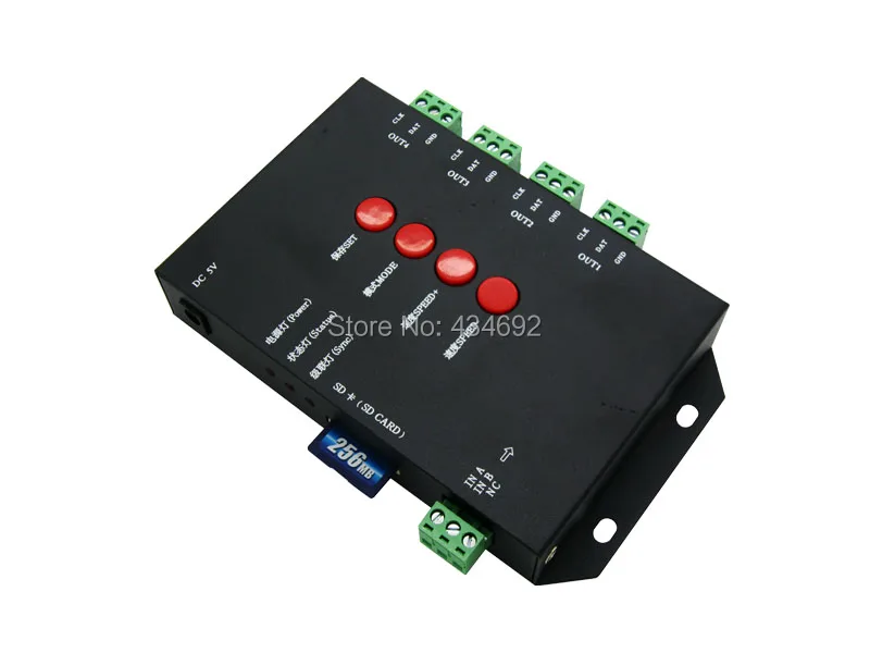 T-4000s SD Card пикселей LED контроллер Поддержка DMX512 LED 5-24 В для TM1804 TM1812 TM1809 ws2801 LPD8806 lpd6083 h1606 светодиодные полосы
