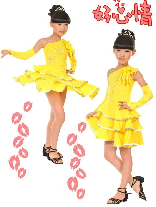 Детская Одежда для танцев для девочек латинская Одежда для танцев неравные платье для танцев танцевальные костюмы
