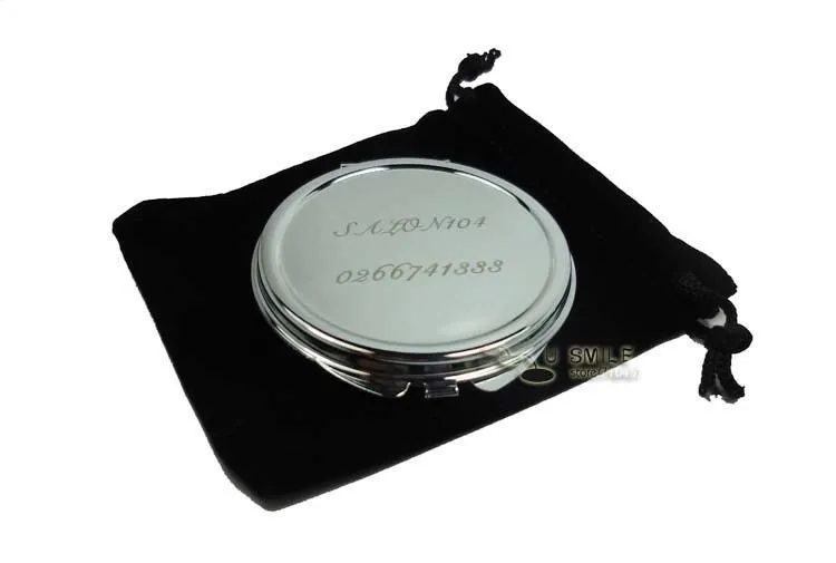 500X персонализированные круглое компактное зеркало свадебный сувенир подарки невесте гравировка+ Черный Бархатный Чехол#18032