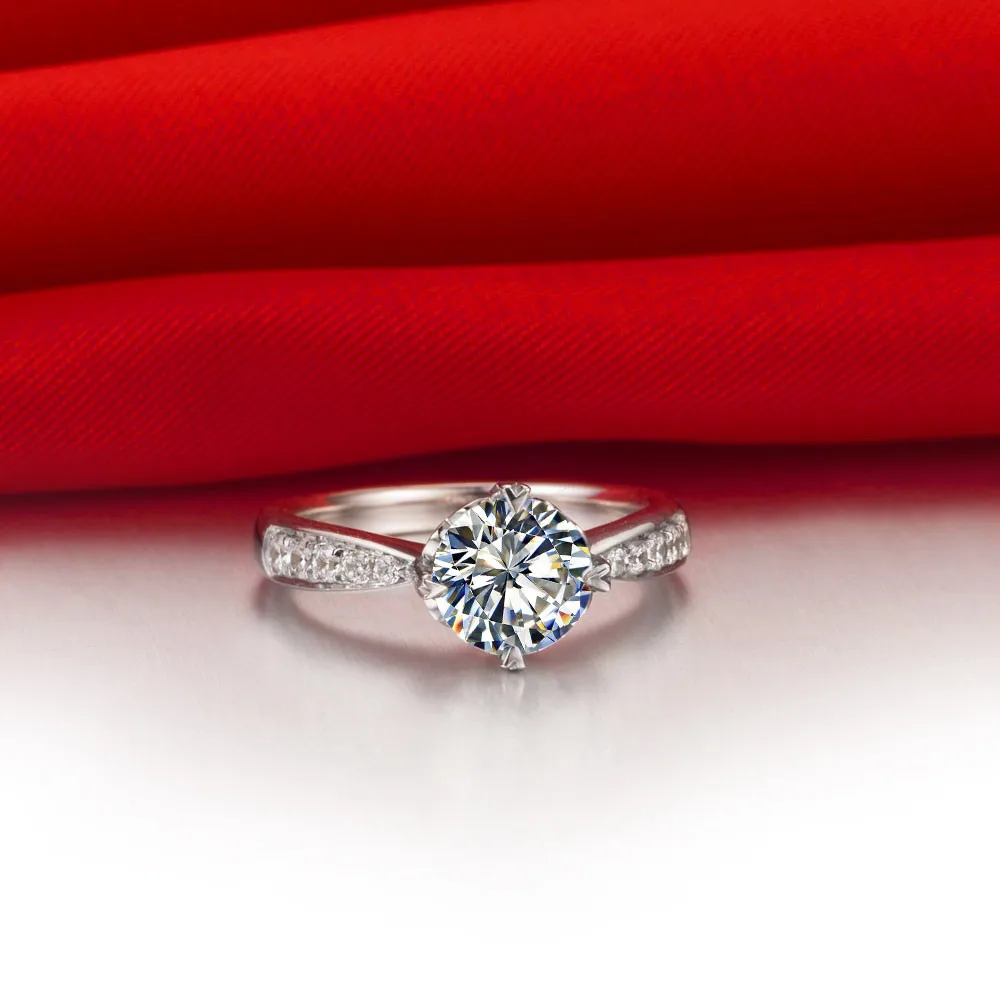 Jewelry Кольцо 0.6ct Обручение кольцо для Для женщин натуральная синтетических алмазов кольцо проложили Для женщин зубец кольцо стерлингового серебра
