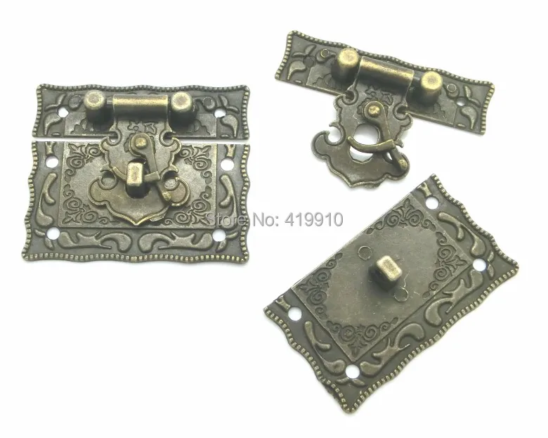 Free-Shipping-5Sets шкатулке Засов защелка замка декоративные Засов античная бронза резной узор 5.1 см x 2.9 см 5.1 см x 3.5 см J1719
