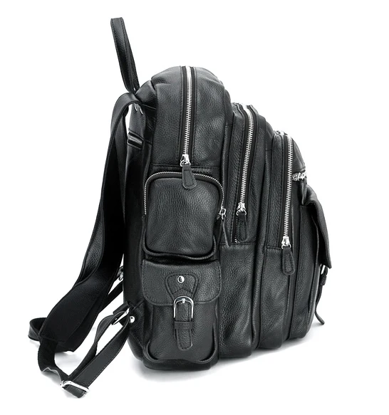 Side Display of Woosir Mens Multi Pocket Backpack Genuine Leather
