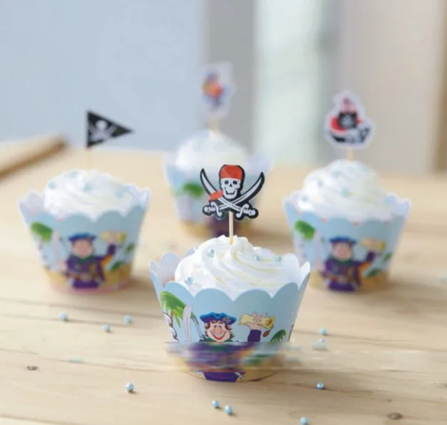 120 шт/партия пиратский корабль капитан кекс Детские упаковки выбирает торт украшение в день рождения или вечерние