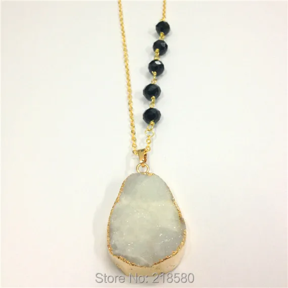 Sn-062 Druzy ювелирных изделий Белый Агат Кластера Кулон Цепочки и ожерелья с Розария цепи