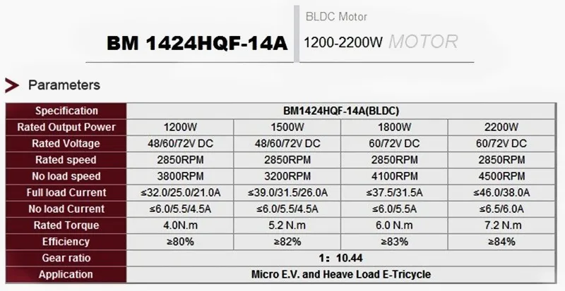 1500 Вт DC 60 в бесщеточный двигатель, электрический велосипед BLDC, двигатель, дифференциальный мотор-редуктор, BM1424HQF-14A