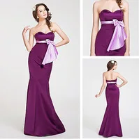 Elegant Sweetheart Satin Sashes Mermaid Long Purple Bridemaid Dresses 2013 Free Shipping BD8034