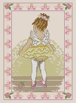 CS-242 cross stitch kit yellow ballerina, little girl dancer ballet.jpg