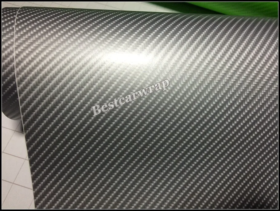 4D Silver Carbon Fiber Vinyl Car wrapping Film Carbon fibre Foile 3m (1)