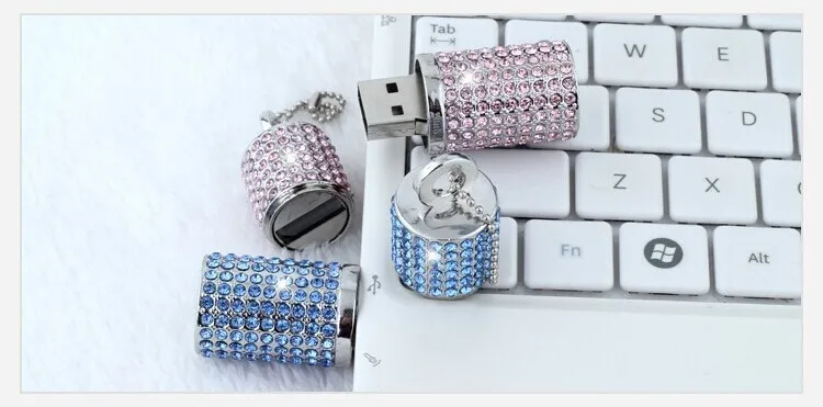 JASTER Кристальный цилиндрический USB флеш-накопитель модная металлическая Алмазная ручка driveu диск Флешка 4 ГБ 8 ГБ 16 ГБ 32 ГБ 64 Гб карта памяти