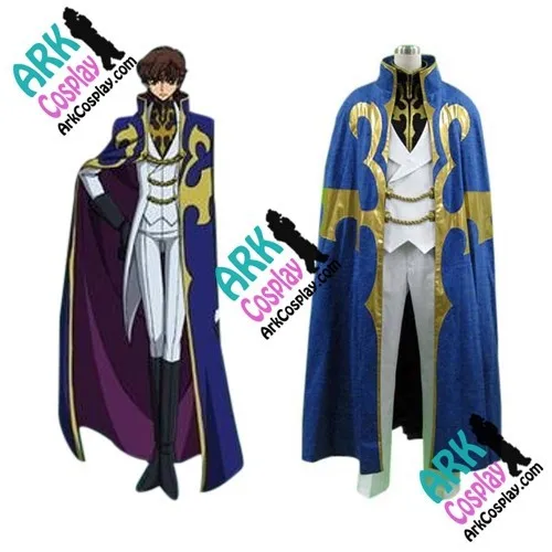 Code Geass Косплэй Suzaku Kururugi Косплэй белого и голубого цвета, мужские Code Geass Косплэй костюм