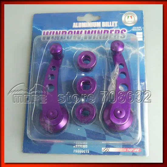 Blue Purple Billet Aluminum Car Manual Window Glass Door Crank Handle Winder Adapter DSC_0660