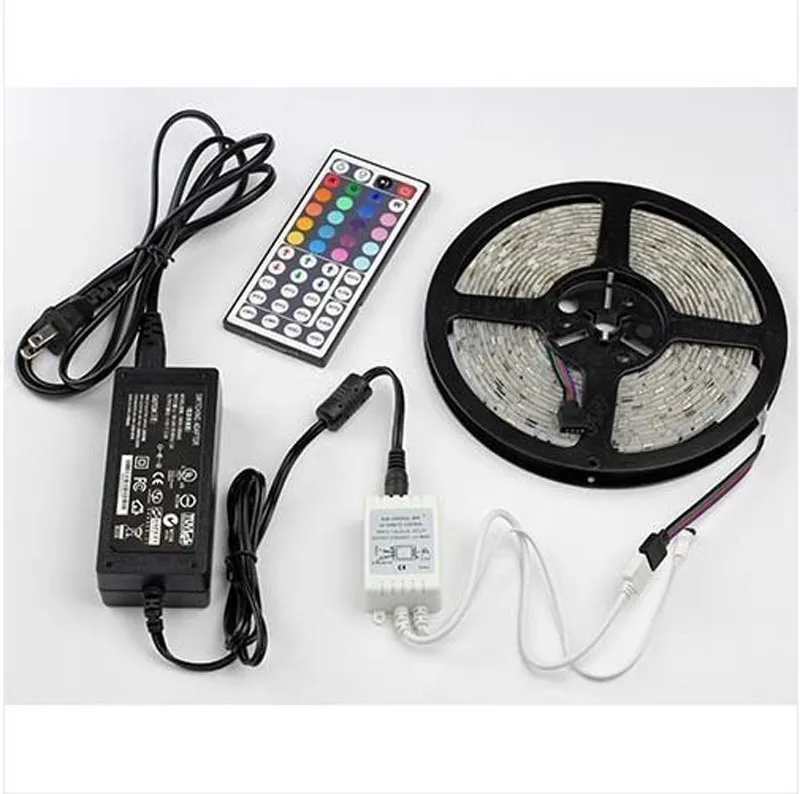 Водонепроницаемый 5 м RGB 5050 SMD150 Светодиодные ленты света и 44 Key IR Дистанционное управление и 12 В 3A Питание США/ ЕС/Великобритания/AU