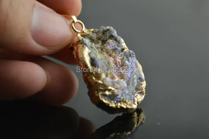Серый цвет Drusy грубый камень ломтик подвески
