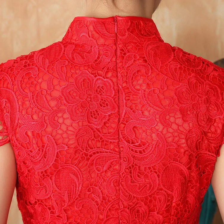 Шанхай история cheongsam для продажи вечернее платье в традиционном китайском стиле сексуальное кружевное платье Летнее красное короткое платье 2365-3