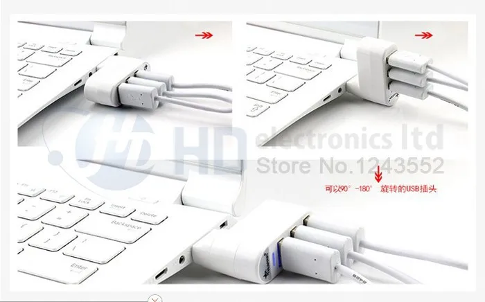 Оригинал yuanxin yxh-20 3 Порты и разъёмы высокое Скорость 480 м/с USB 2.0 хаб поворотный для ПК компьютера подключить черный и белый