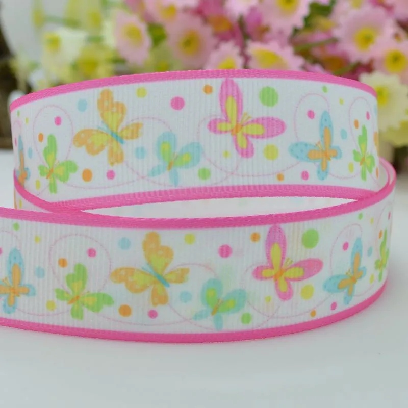 DUWES 7/" 22 мм бабочка мультфильм напечатанный grosgrain лента, лента для волос «сделай сам» ручной работы материалы одежды 50 ярдов OEM