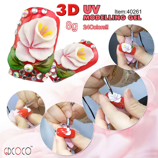 24 шт.* 1 комплект GDCOCO 3D моделирование гель цветной строитель DIY замочить от УФ светодиодный Пластилин Гель Дизайн ногтей Скульптура гель для ногтей лак