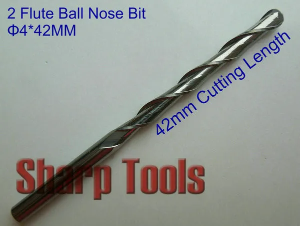 10pcs 4x42MM 2 Flute Carbide Ball Nose CNC Router Bits End Mill Carving Router Cutter Woodworking CNC Tools Set for Engraving 3d