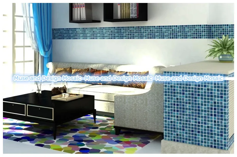 Hand painted blue glass mosaic (8)