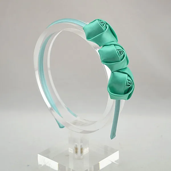 Порядок Trail Рождественский тройной Атласные Розы Hairband DIY Мини розетки Атласная покрыты оголовье аксессуары для волос 30 шт./лот
